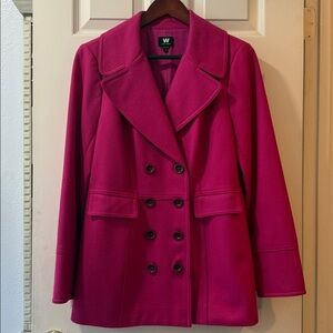 W by Worth Hot Pink Double-Breasted Peacoat